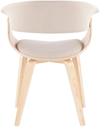 Vintage Mid-Century Modern Dining Accent Chair Fabric Natural Wood Cream Z74748