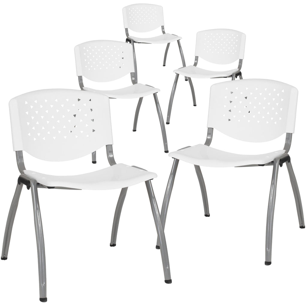 Green Plastic Stack Chair with Titanium Frame K483
