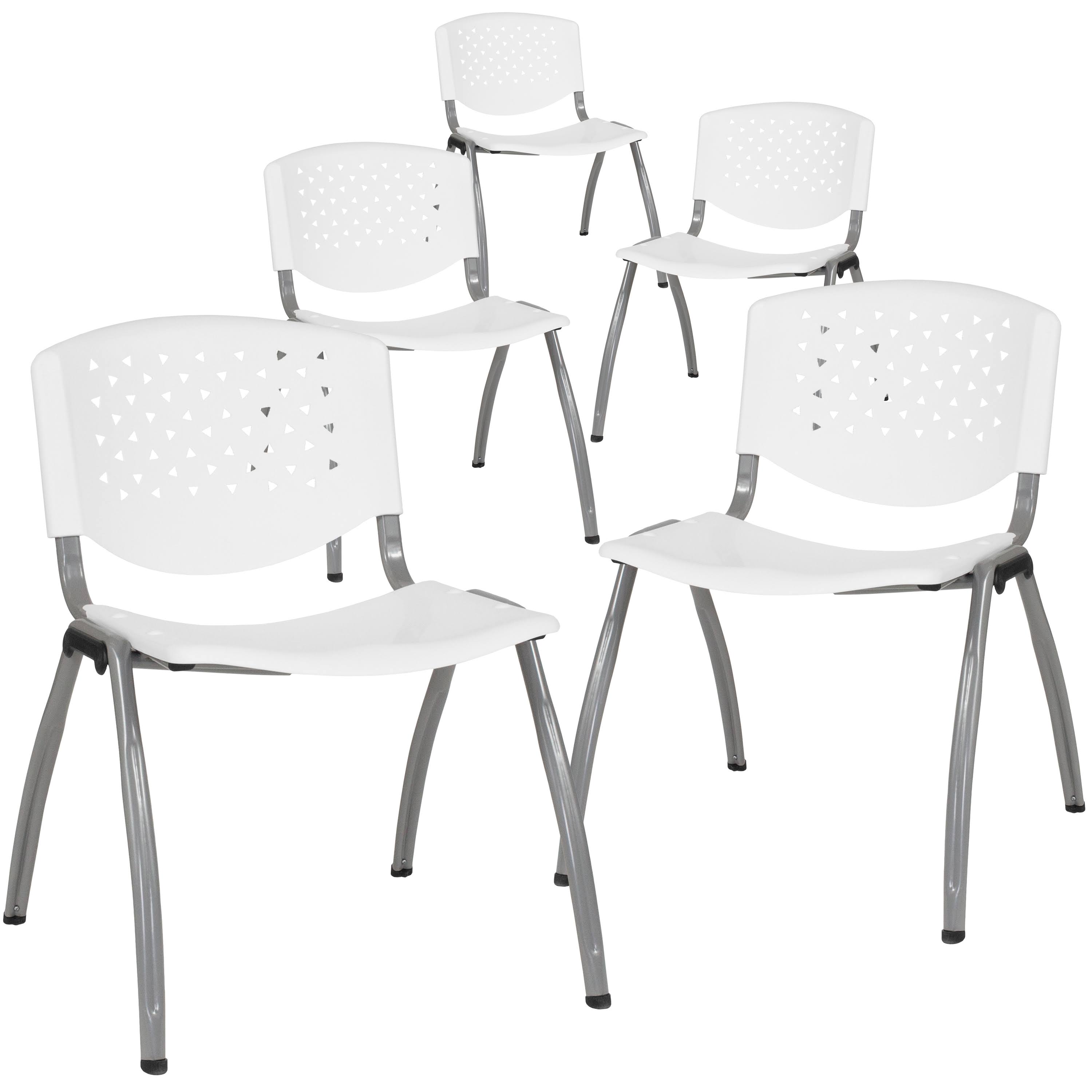 Green Plastic Stack Chair with Titanium Frame K483