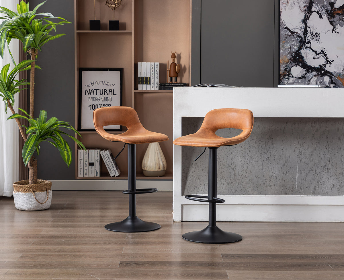 Modern Swivel Leather Bar Stools Set of 2 J17457