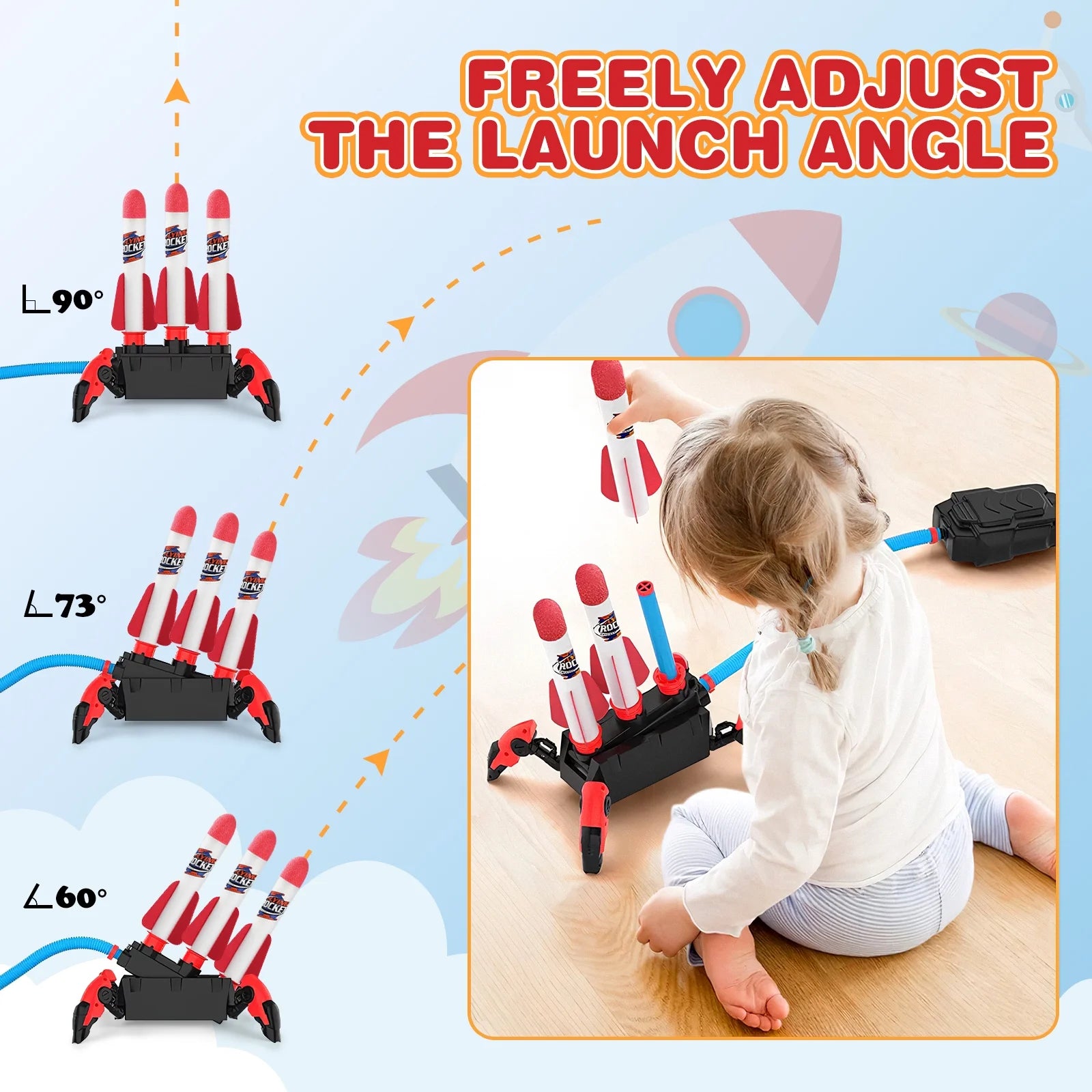 1 Set Outdoor Stomp Launch Foam Rockets Toy K48603
