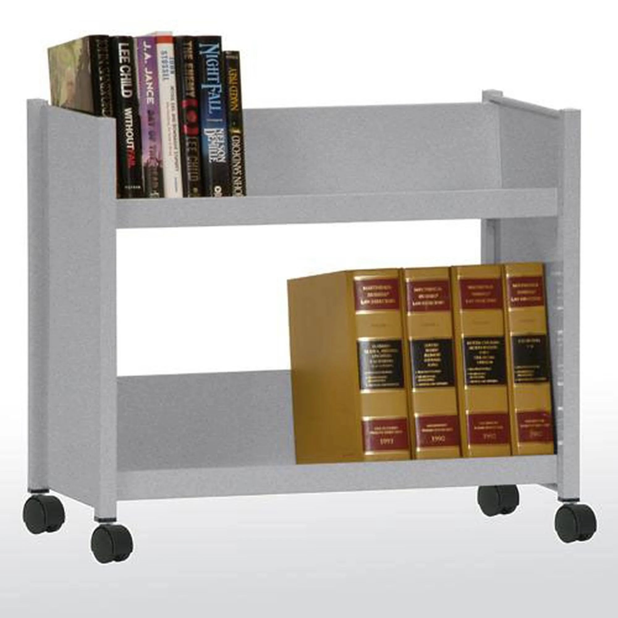 Multi Granite, Black Sloped-Shelf Book Cart W96889