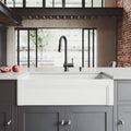 36 in. Matte Stone Farmhouse Kitchen Sink Set with Matte Black Faucet Z2735