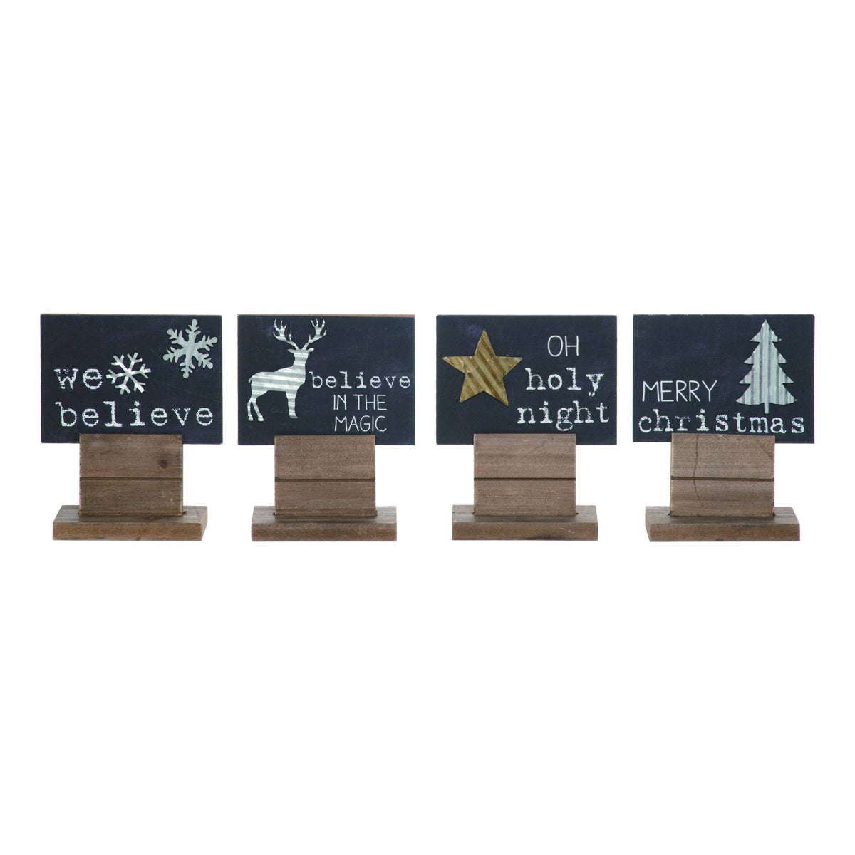 Set of 3 Brown Black Chalkboard Christmas Tabletop Decors 8 inch N433