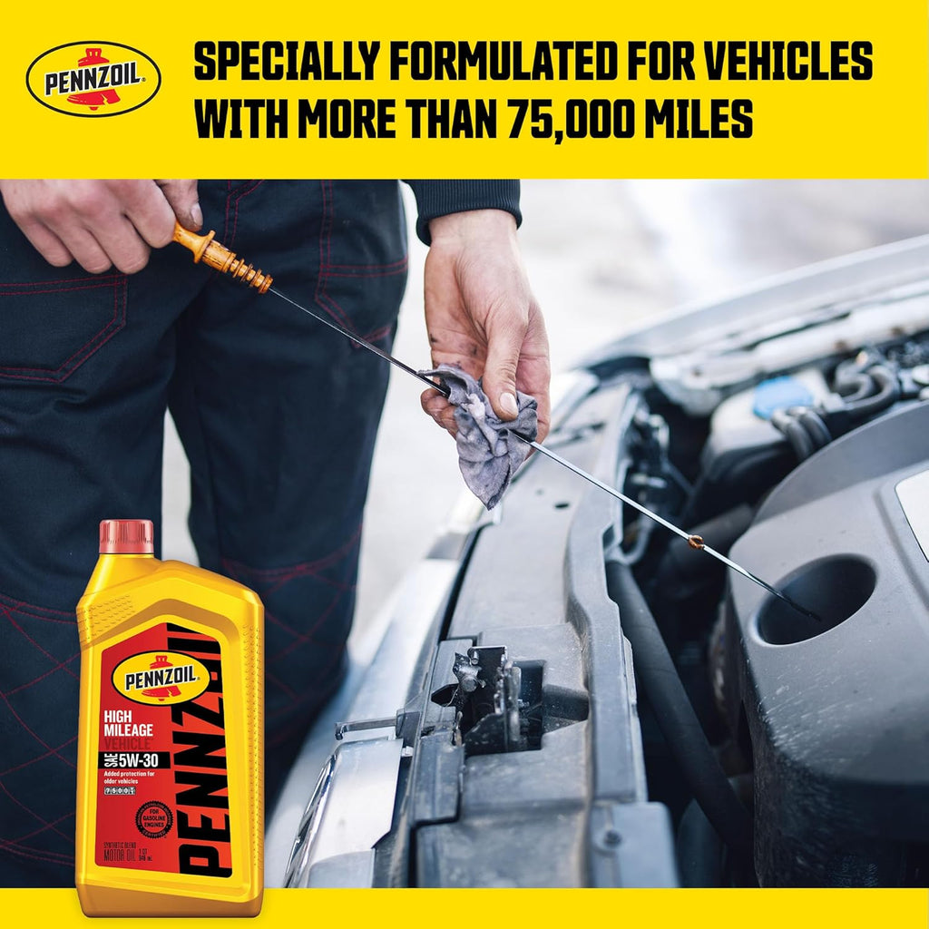 High Mileage Synthetic Blend 5W-30 Motor Oil (1-Quart, Pack of 2) E362