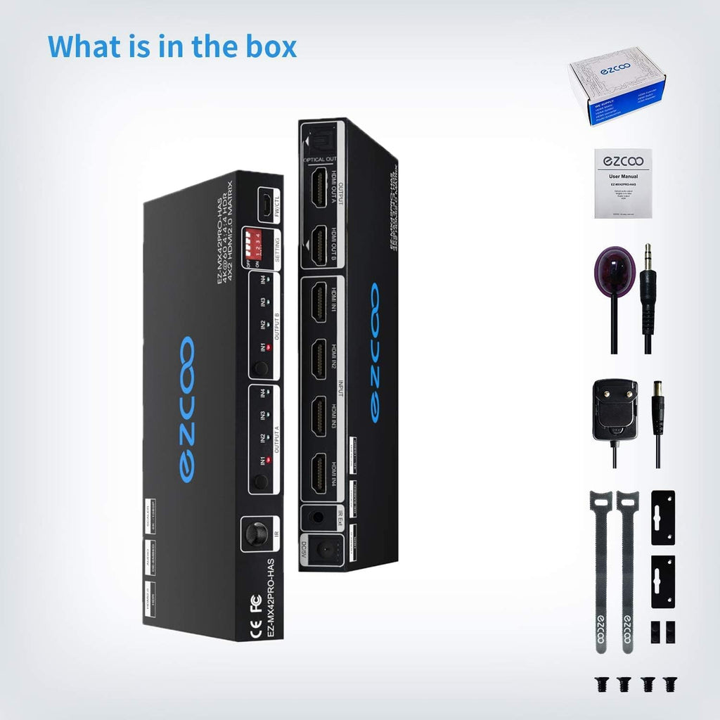 HDMI Matrix 4 In 2 Out 4K 60Hz HDR 10 SPDIF 5.1CH Audio Extractor I230137