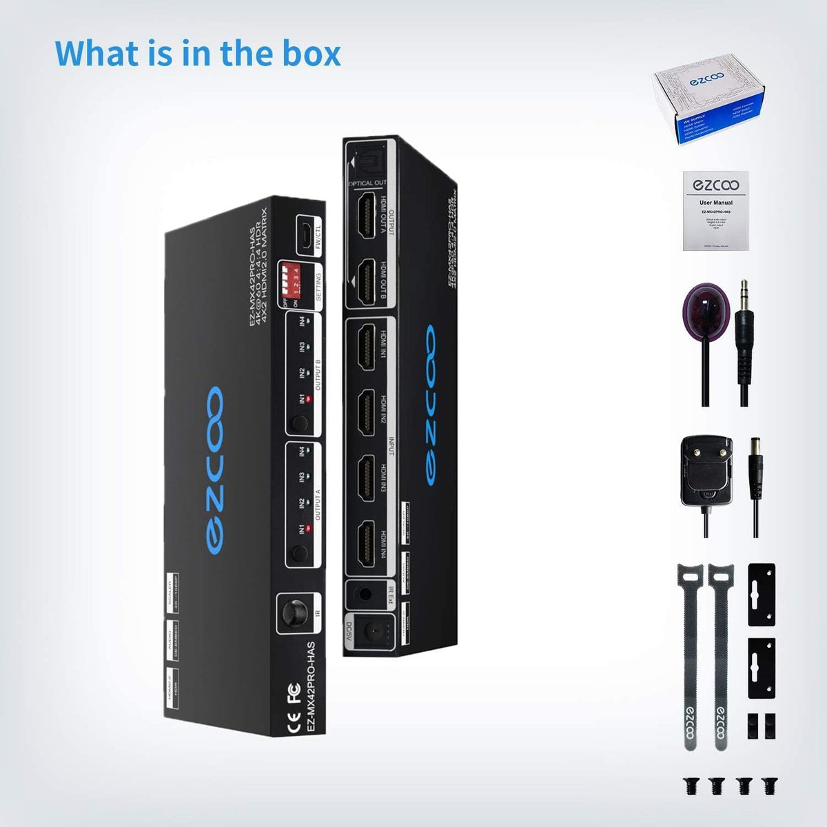 HDMI Matrix 4 In 2 Out 4K 60Hz HDR 10 SPDIF 5.1CH Audio Extractor I230137