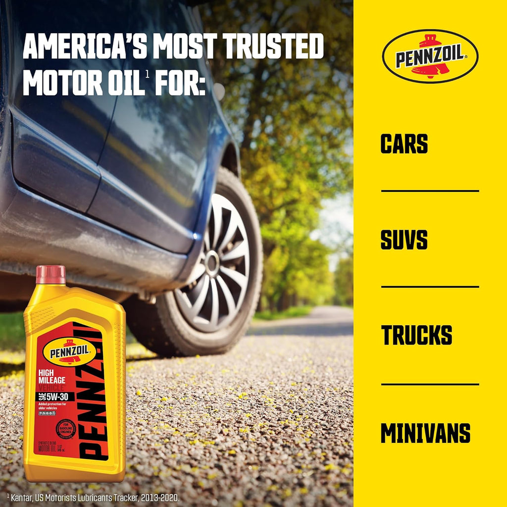 High Mileage Synthetic Blend 5W-30 Motor Oil (1-Quart, Pack of 2) E362