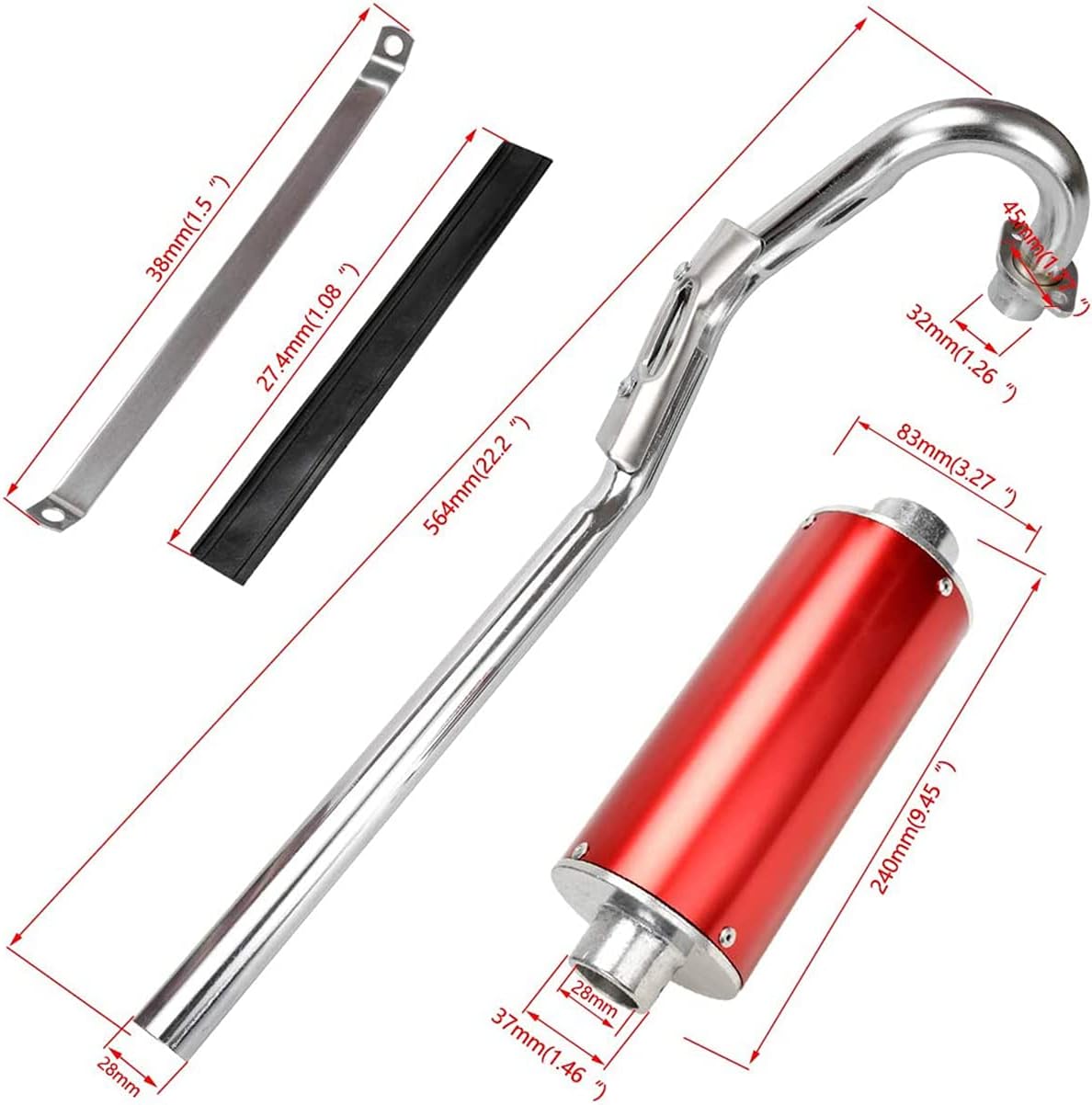 Red Pack of 2 Muffler Exhaust Silencer Pipe Head Assembly for Dirt Pit Bike E10459
