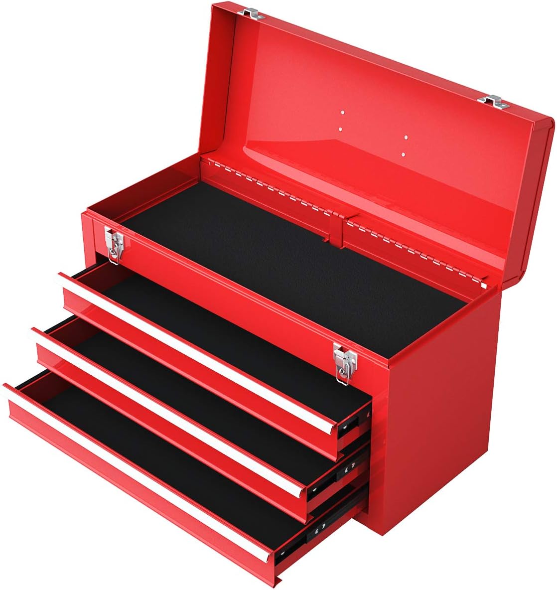 Red Steel 3 Drawer Tool Chest with Top Tray V266