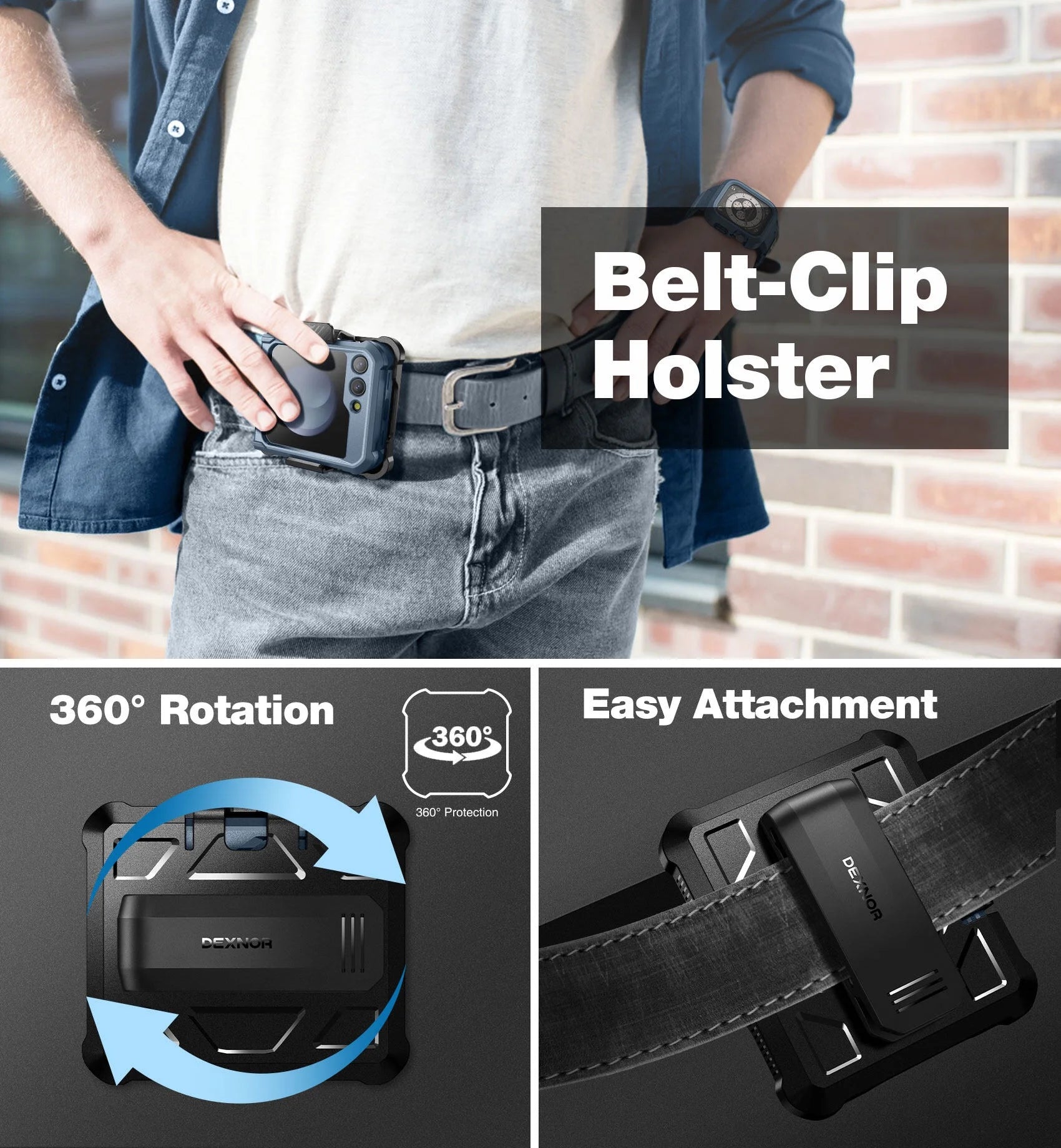 Navy Blue Shockproof Case with Kickstand and Rotatable Belt Clip I122682