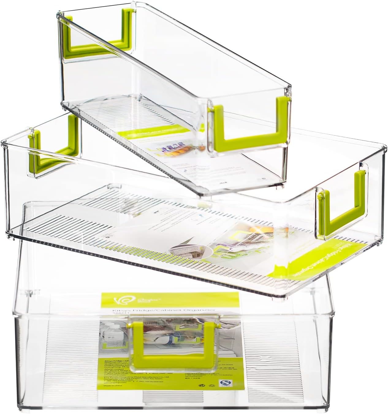Clear Refrigerator Organizer Bins, 3 Pantry Bins A584