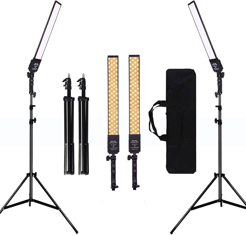 2 Packs Dimmable Bi-Color LED Video Light with Tripod Stand Bag Photography Lighting Kit, 376 LED Beads, 3200-5500K, CRI 96+ C46695