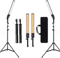 2 Packs Dimmable Bi-Color LED Video Light with Tripod Stand Bag Photography Lighting Kit, 376 LED Beads, 3200-5500K, CRI 96+ C46695