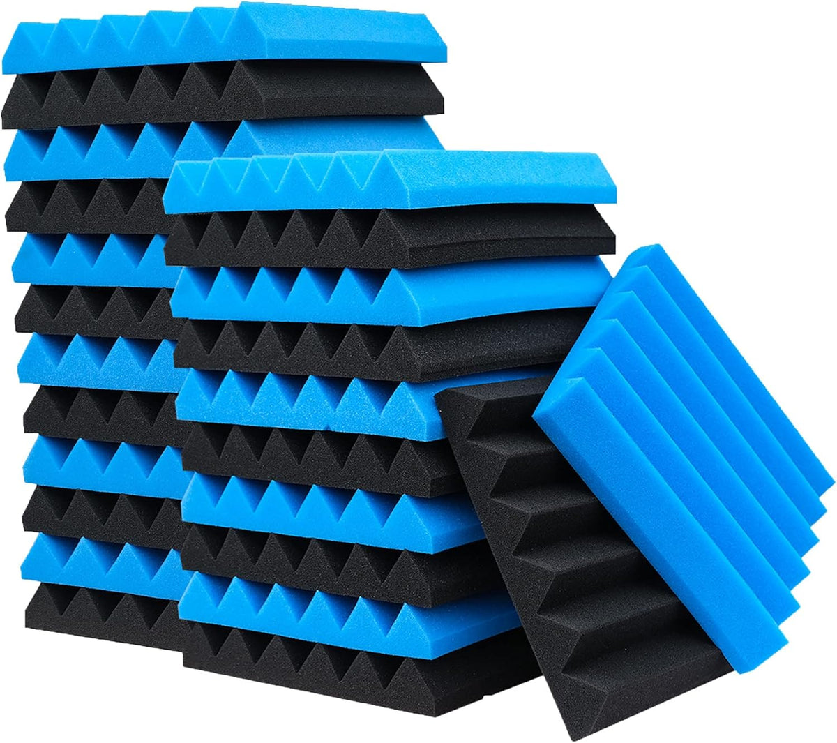 24 Pack Acoustic Panels, 12 Purple 12 Black Sound Proof Foam Panels C994705