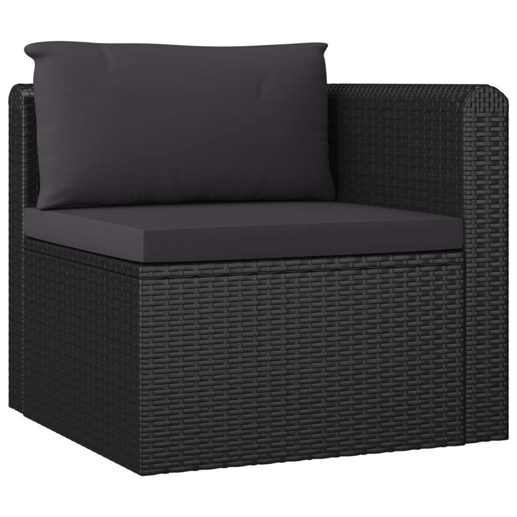 3 Piece Black Poly Rattan Sectional Sofa Set F274106