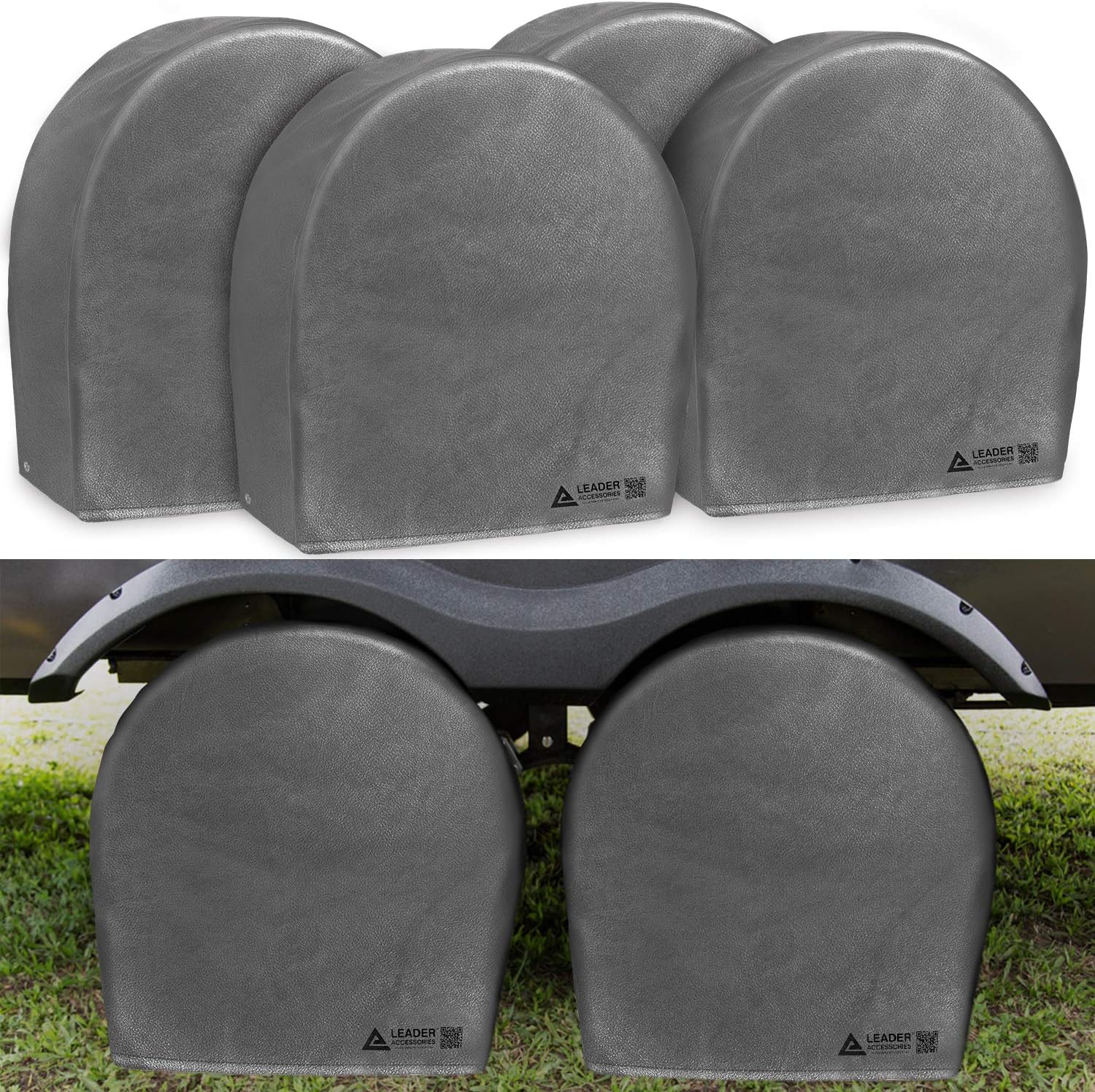 Grey Heavy Duty Waterproof Tire Cover 4 Pack Fits 32-34.5 Diameter Tires F699