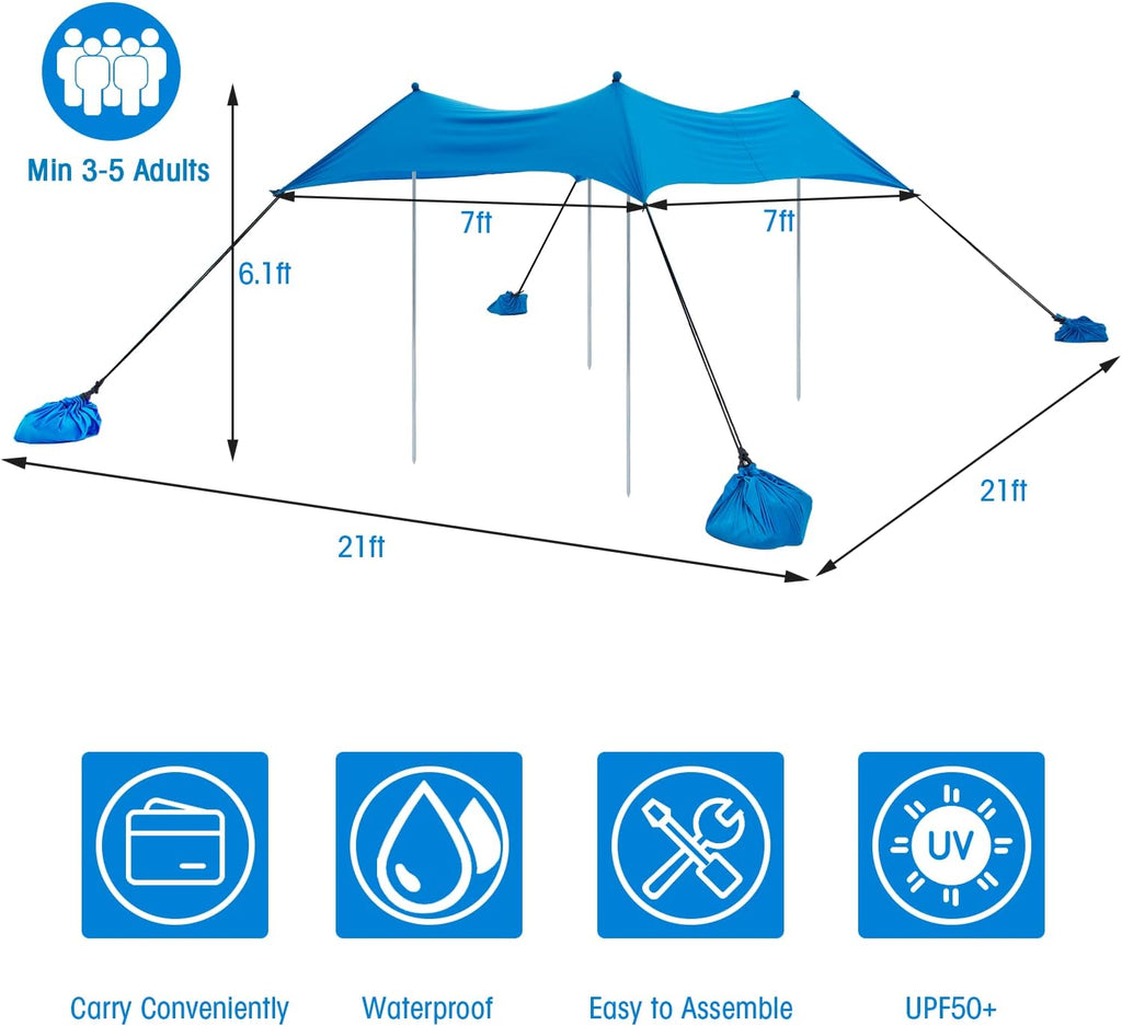 6 x 6 FT UPF50+ Pop Up Beach Tent with Carry Bag D13300