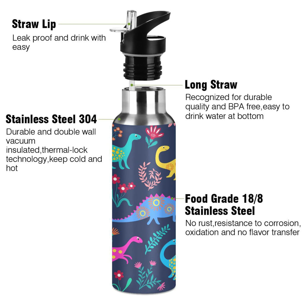 Stainless Steel Water Bottle with Straw Lid 20 OZ L3173