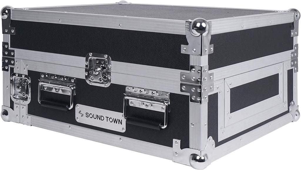 4U PA DJ Rack Road Case with 11U Slant Mixer Top, 20’’ Rackable Depth, 4-Space Size J523