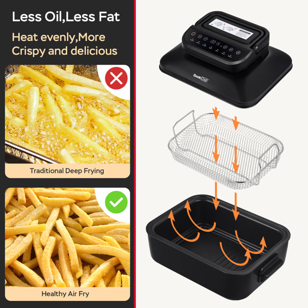 7-in-1 Indoor Grill with Non-Stick Plate and Air Fryer Basket Z371