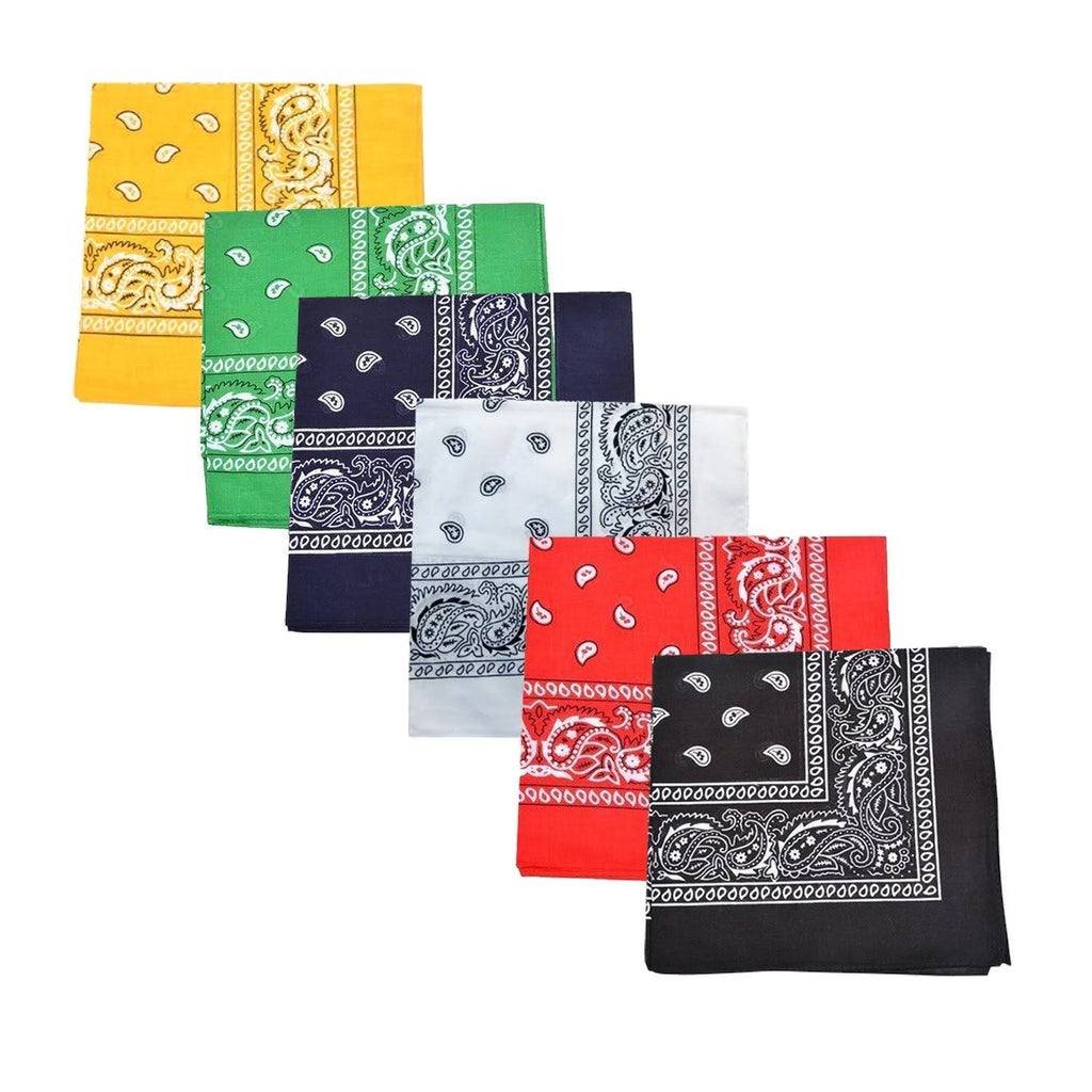 100% Cotton Paisley and Plain Bandana - 240 Pack H1791