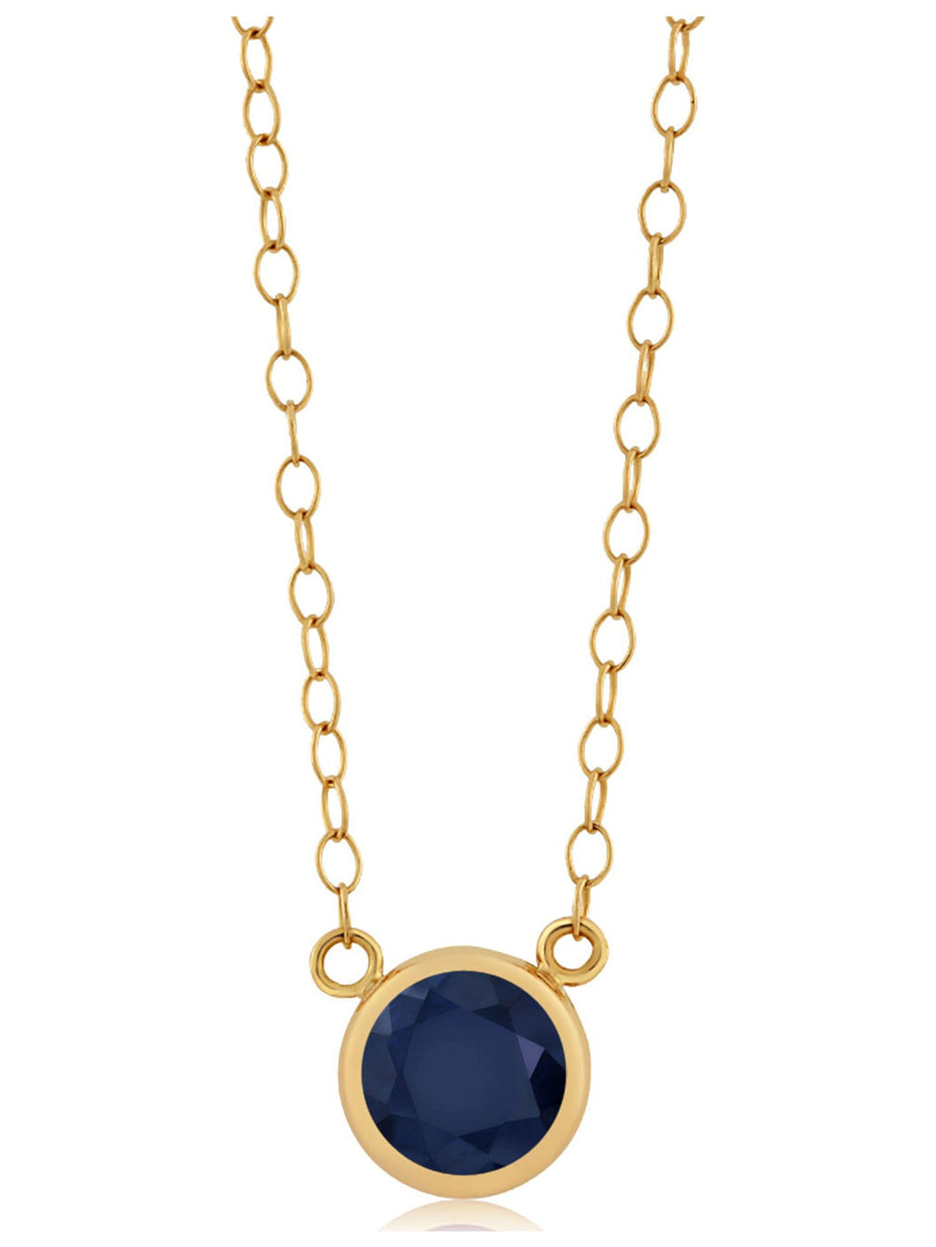 14K Yellow Gold Sapphire Pendant With Chain E795511