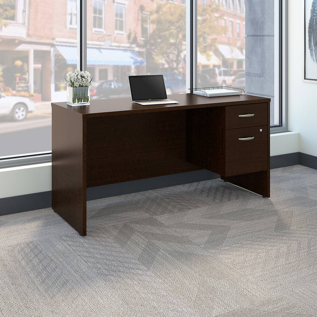 Mocha Cherry Office Desk with Pedestal P29851