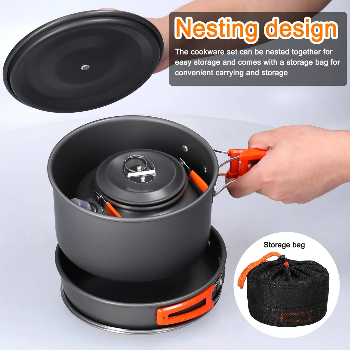 Aluminum Alloy Camping Cookware Set with Pot Frying Pan Kettle Cups N327