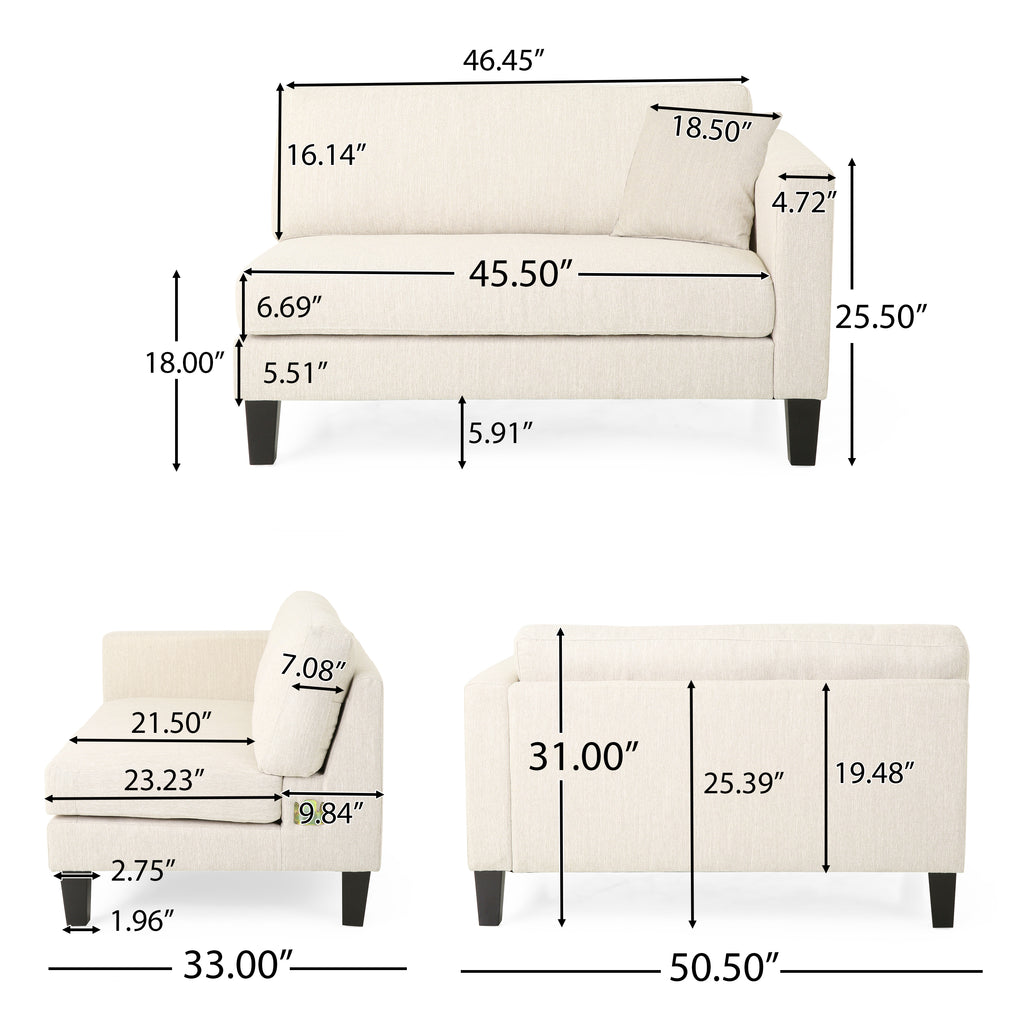 Beige and Dark Brown Fabric 4 Seater Sofa with Accent Throw Pillow Y485