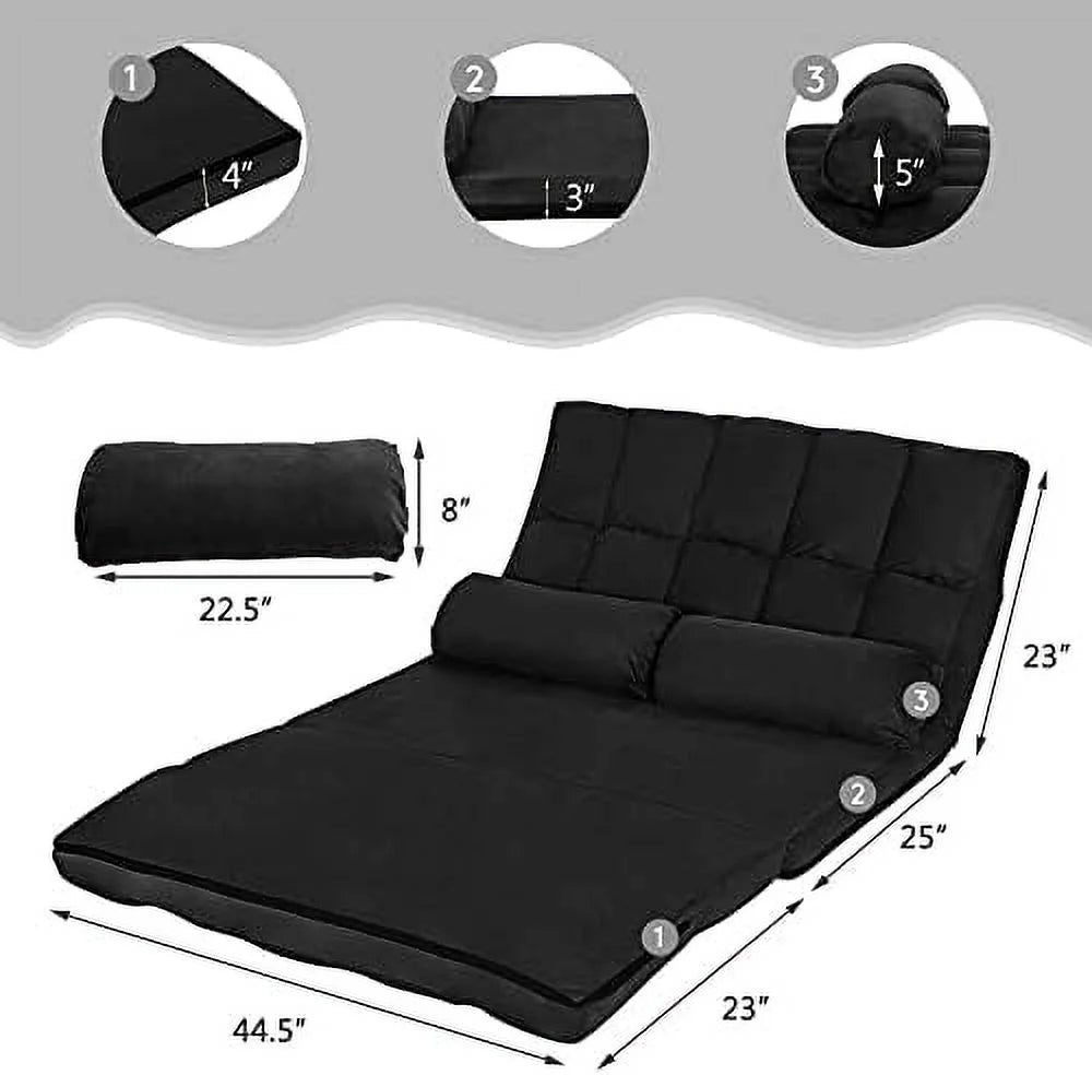 Foldable Floor Sofa with 2 Pillows & Suede Cloth Cover K980