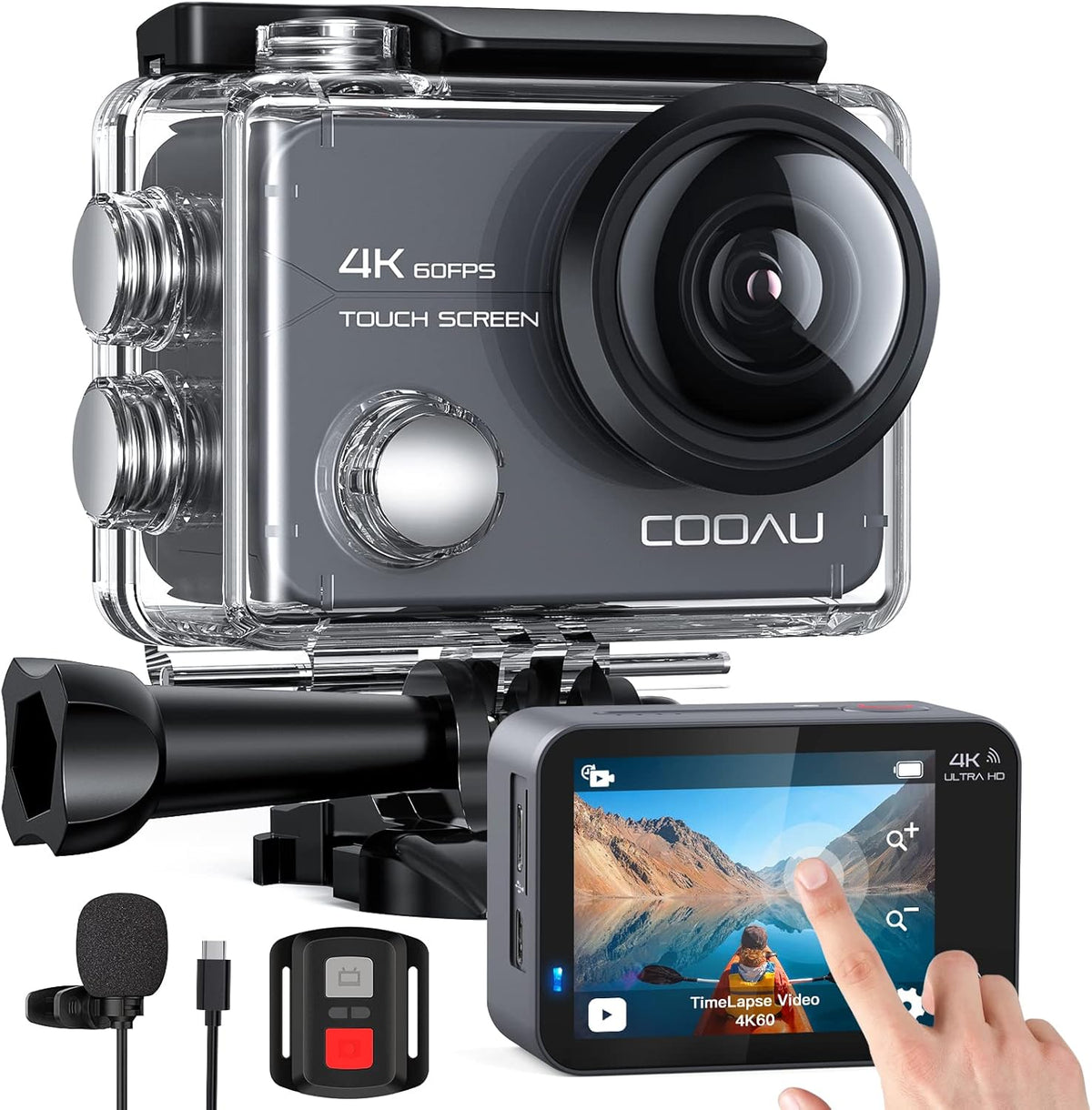Native 4K 60fps 20MP Touch Screen Wi-Fi Action Sports Camera with 40M Waterproof Case T6701