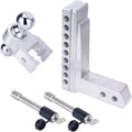 Adjustable Trailer Hitch Ball Mount, 2-Inch Receiver, 6-Inch Drop, 6-Inch Rise, Dual Towing Balls with Double Pin Key Locks Y359232