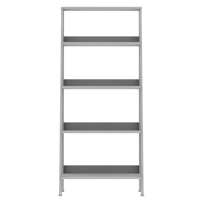 Gray 4-Shelf Wood Ladder Bookcase S227