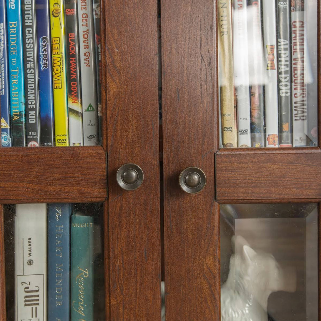 Black Wood Media Storage Tower Cabinet A210