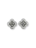 Black and White Diamond Sterling Silver Post Earrings I29408