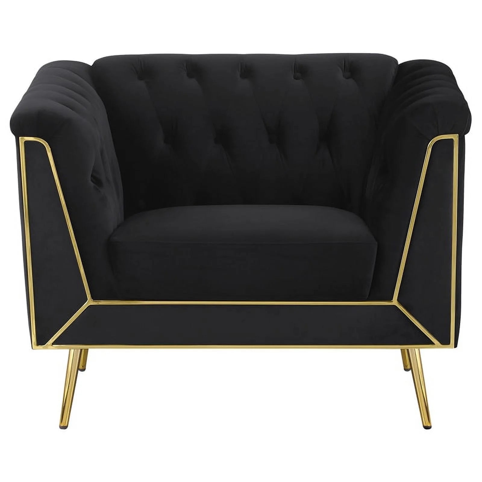 3-piece Fabric Tuxedo Arm Tufted Back Set in Black T599987