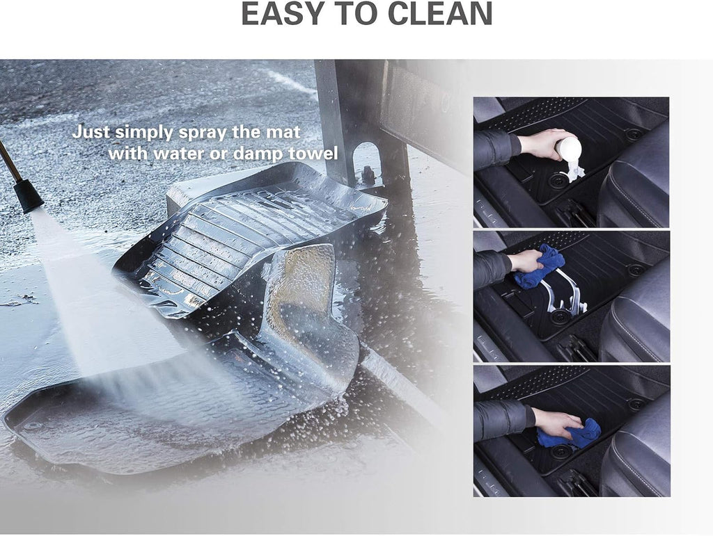 Black Waterproof Car Mats Full Set Front Rear 3rd Row Z570