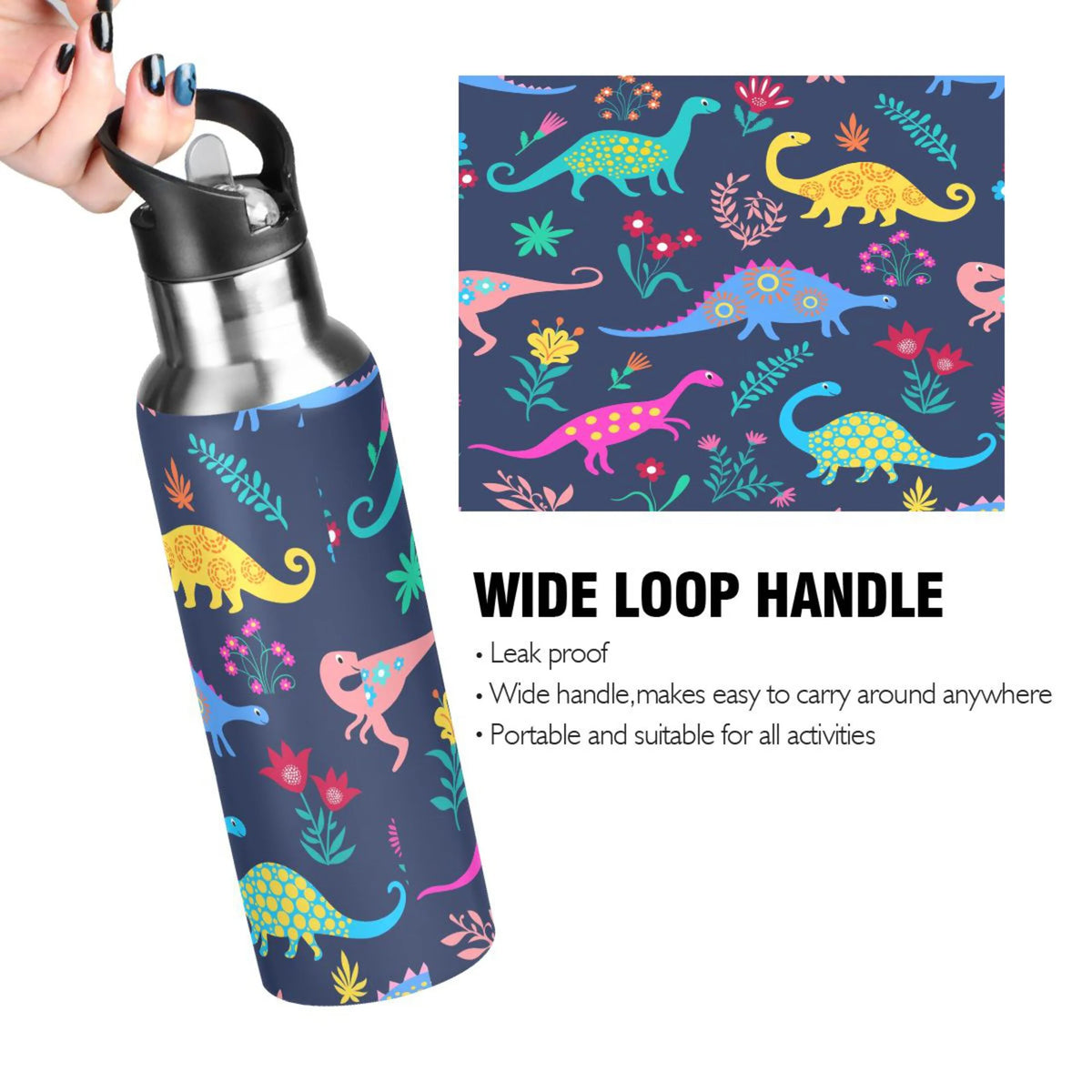 Stainless Steel Water Bottle with Straw Lid 20 OZ L3173