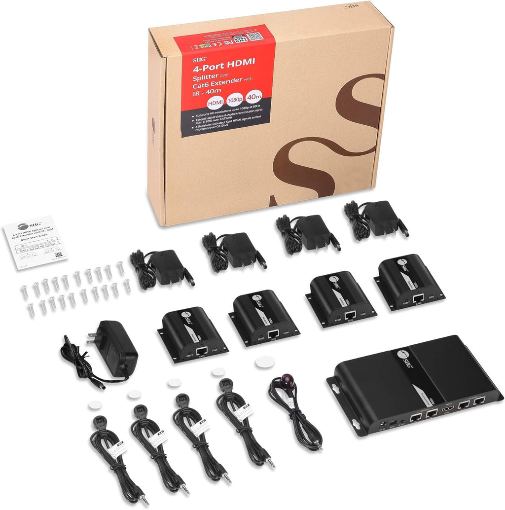 1x4 HDMI Extender Splitter Over CAT5e/CAT6 Ethernet with IR Extension and EDID W23280
