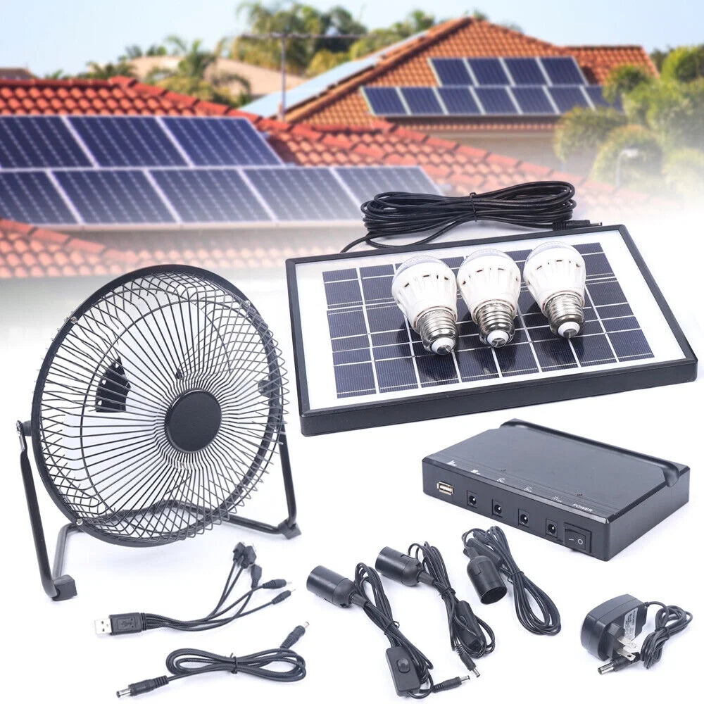 Portable Solar LED Fan Kit 3600mAh 12V G799