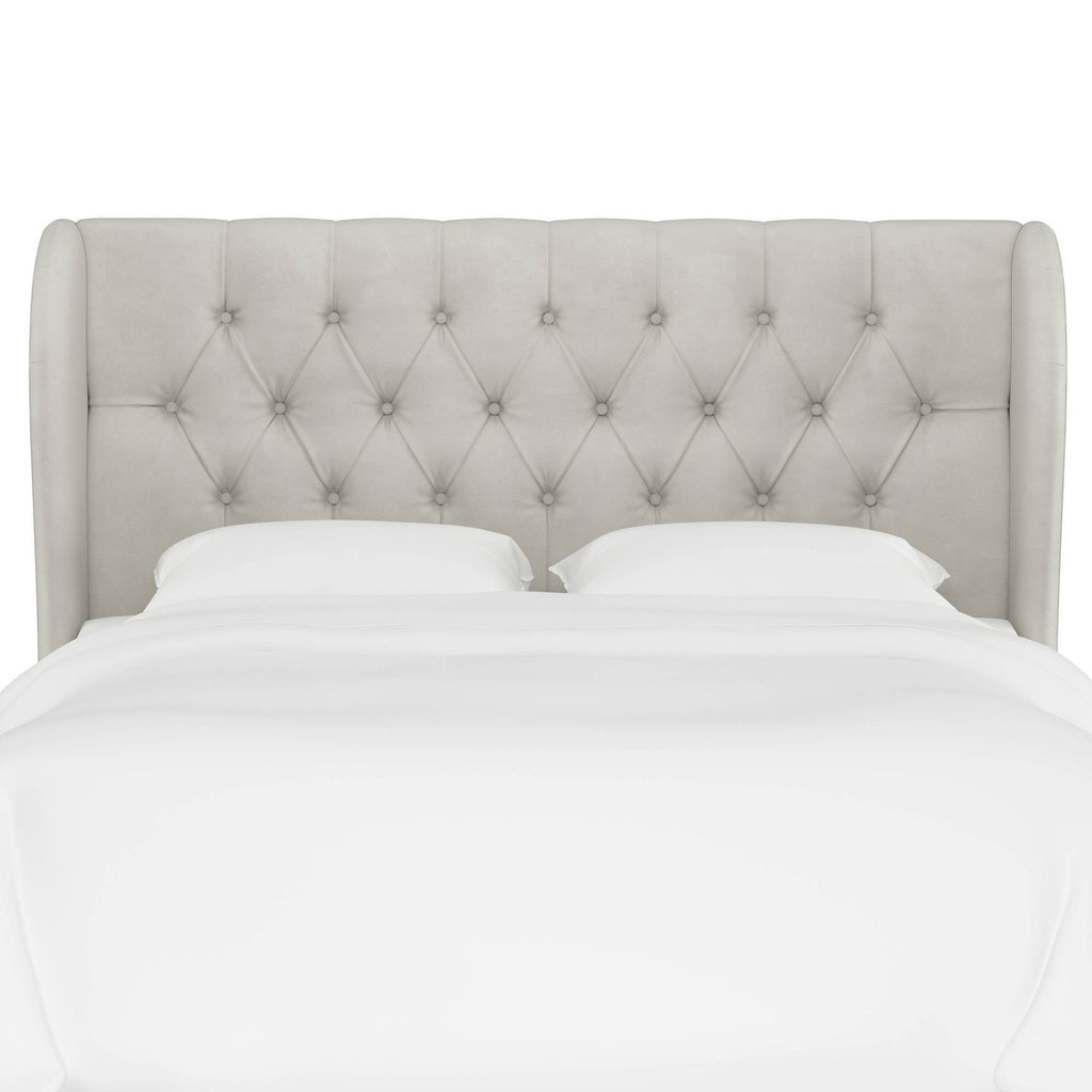 Tufted Wing Back Headboard California King Velvet Light Gray P783833