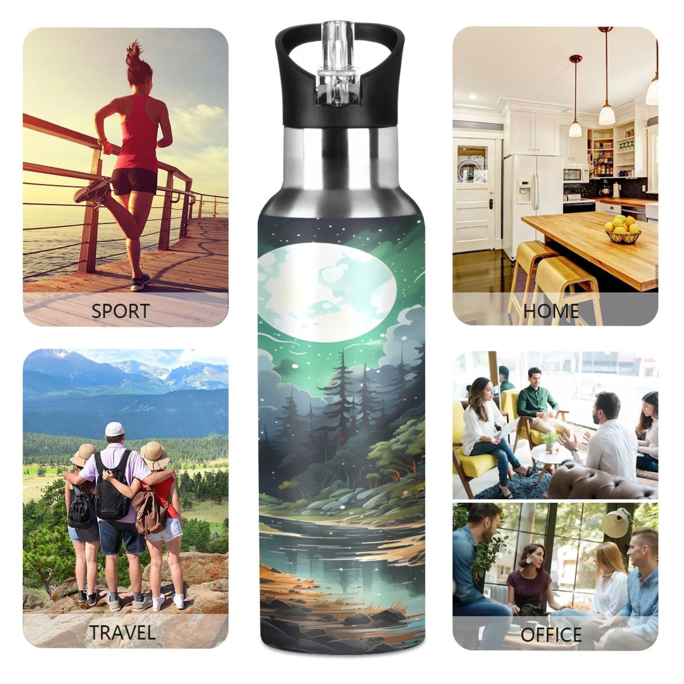 Stainless Steel Insulated Water Bottle with Straw Lid D41393