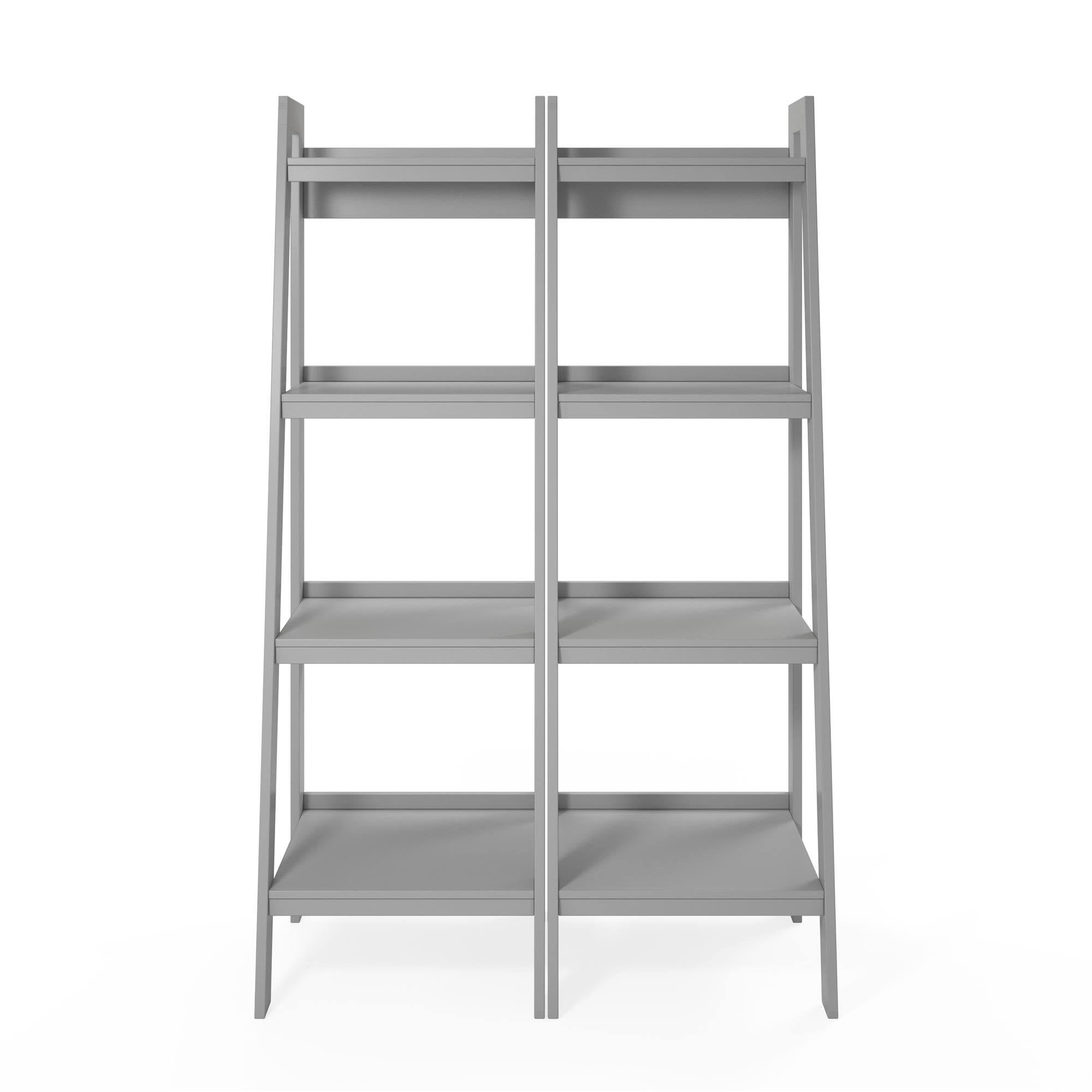 4-Shelf Ladder Bookcase Bundle (Set of 2) - Grey X781