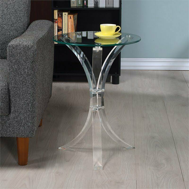 Round Glass Top End Table Y58317