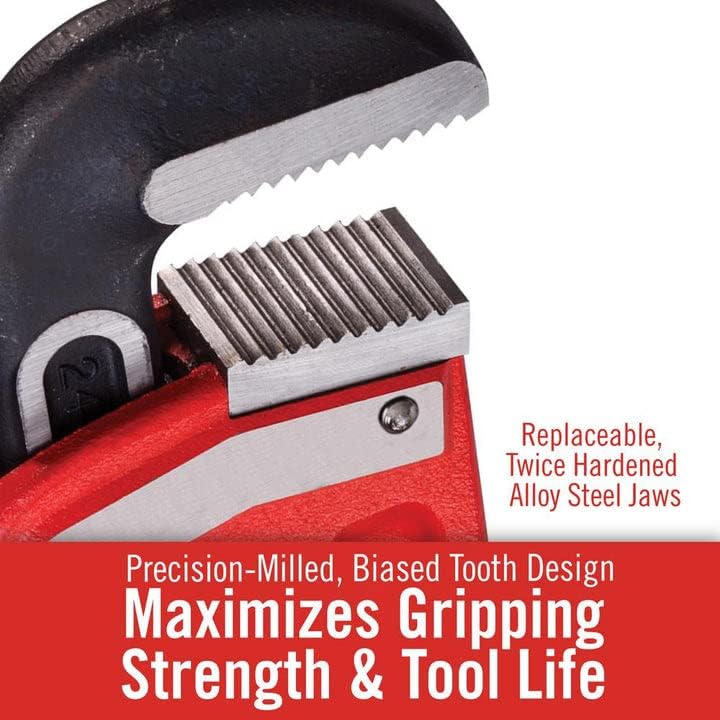 24-inch Straight Pipe Wrench, Red, Pack of 2 Q5873