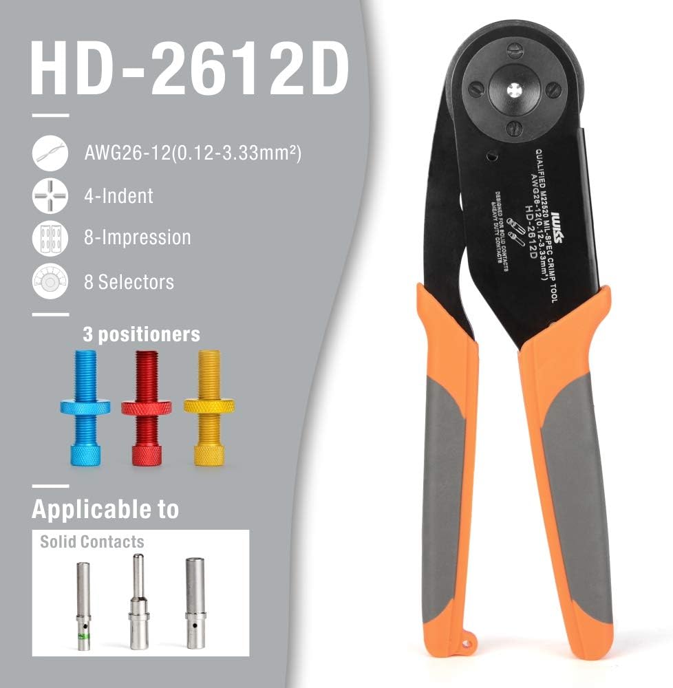 Solid Contacts Crimping Tool AWG 26-12 W90648