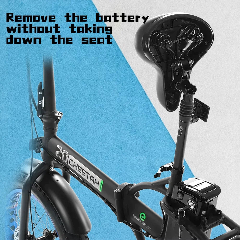 500 W Electric Bike 20" Fat Tire Folding Electric Bicycle 36 V 12.5 AH Removable Battery O987