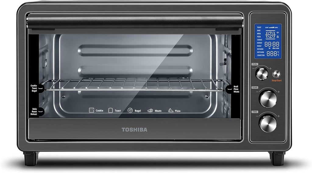 Black Stainless Steel Microwave Oven and Digital Toaster Oven with Double Infrared Heating and Speedy Convection, 6-slice/12-inch Capacity, 1700W Z3252