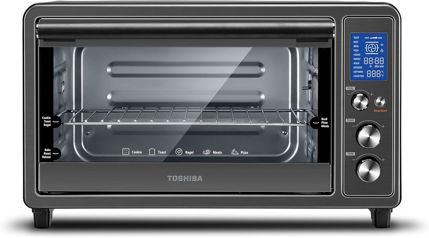 Black Stainless Steel Microwave Oven and Digital Toaster Oven with Double Infrared Heating and Speedy Convection, 6-slice/12-inch Capacity, 1700W Z3252